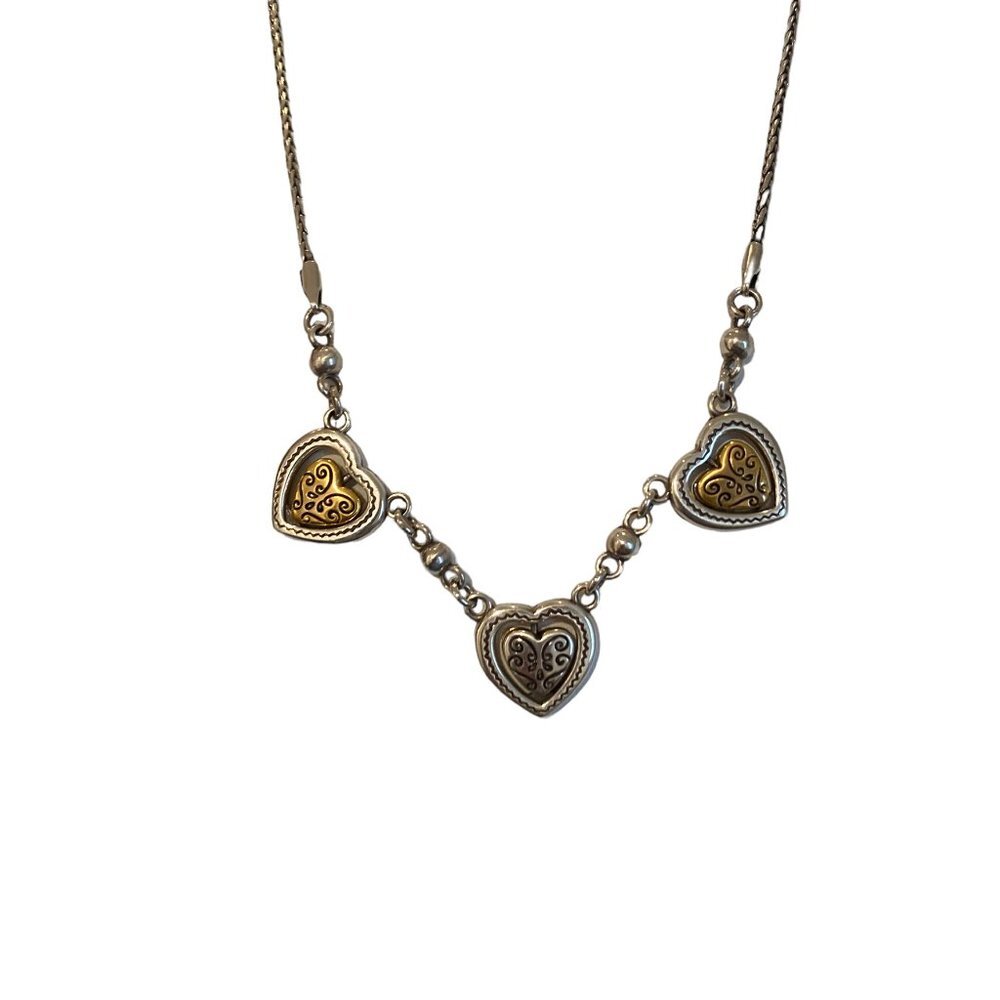 RETIRED Brighton Rotating Gold & Silver Decorative Plated Hearts Necklace - Picture 7 of 10